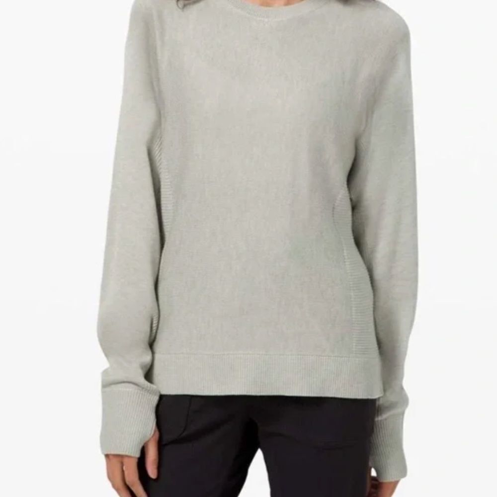 Lululemon Women Cashlu Knit Pullover Sweater Sz 8 Heathered Green Fern Cashmere